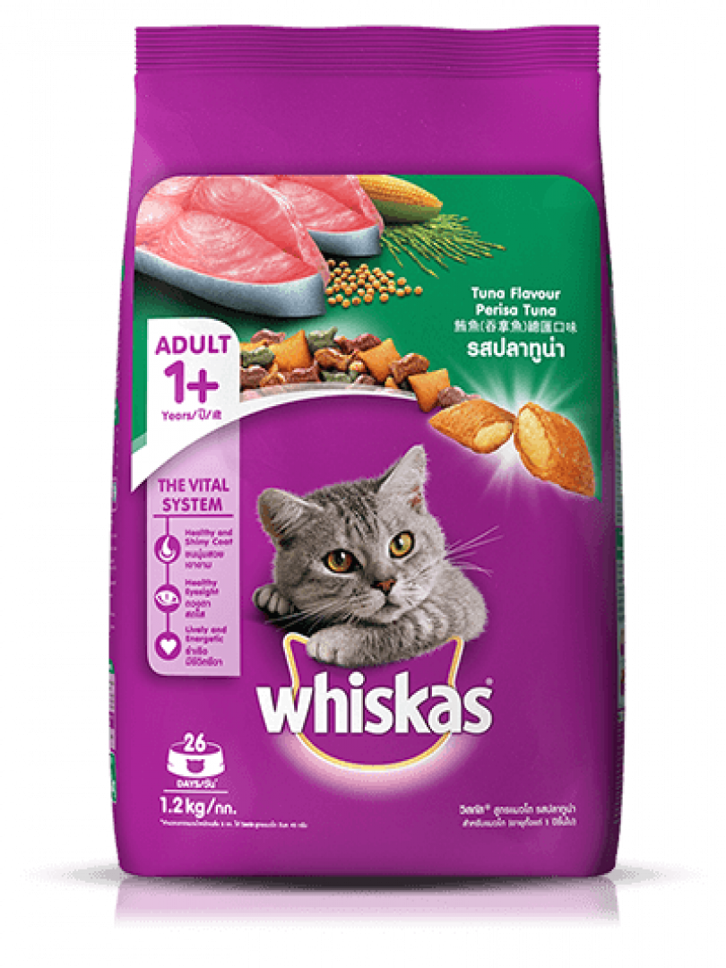 Whiskas Adult 1 year Dry Cat Food Tuna Flavor 1.2kg Pack on