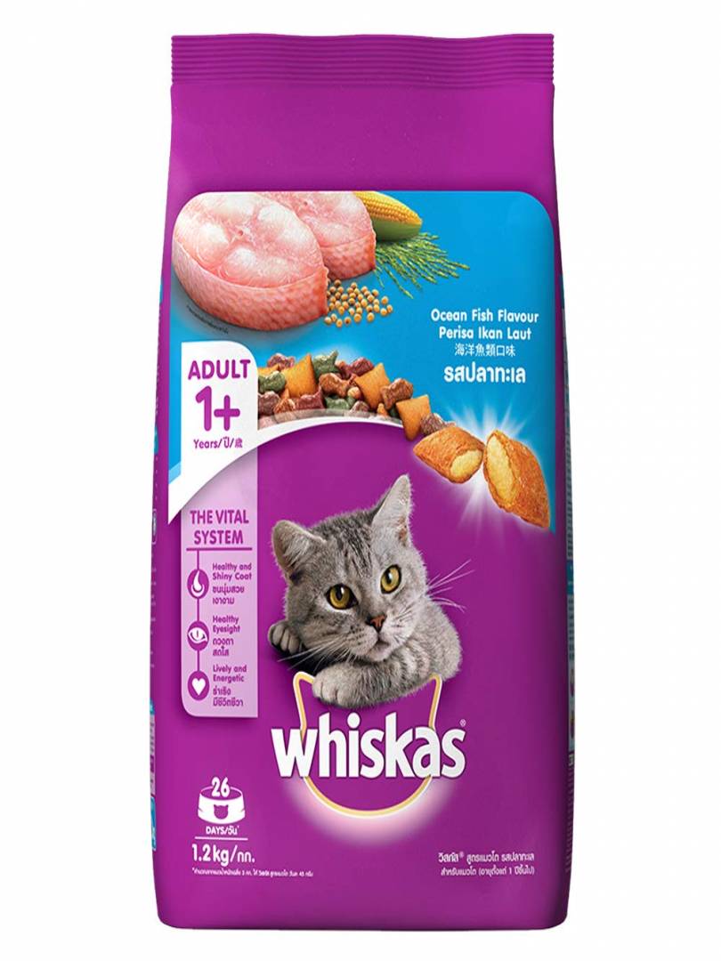 Whiskas Adult 1 year Dry Cat Food Ocean Fish Flavor 1.2kg