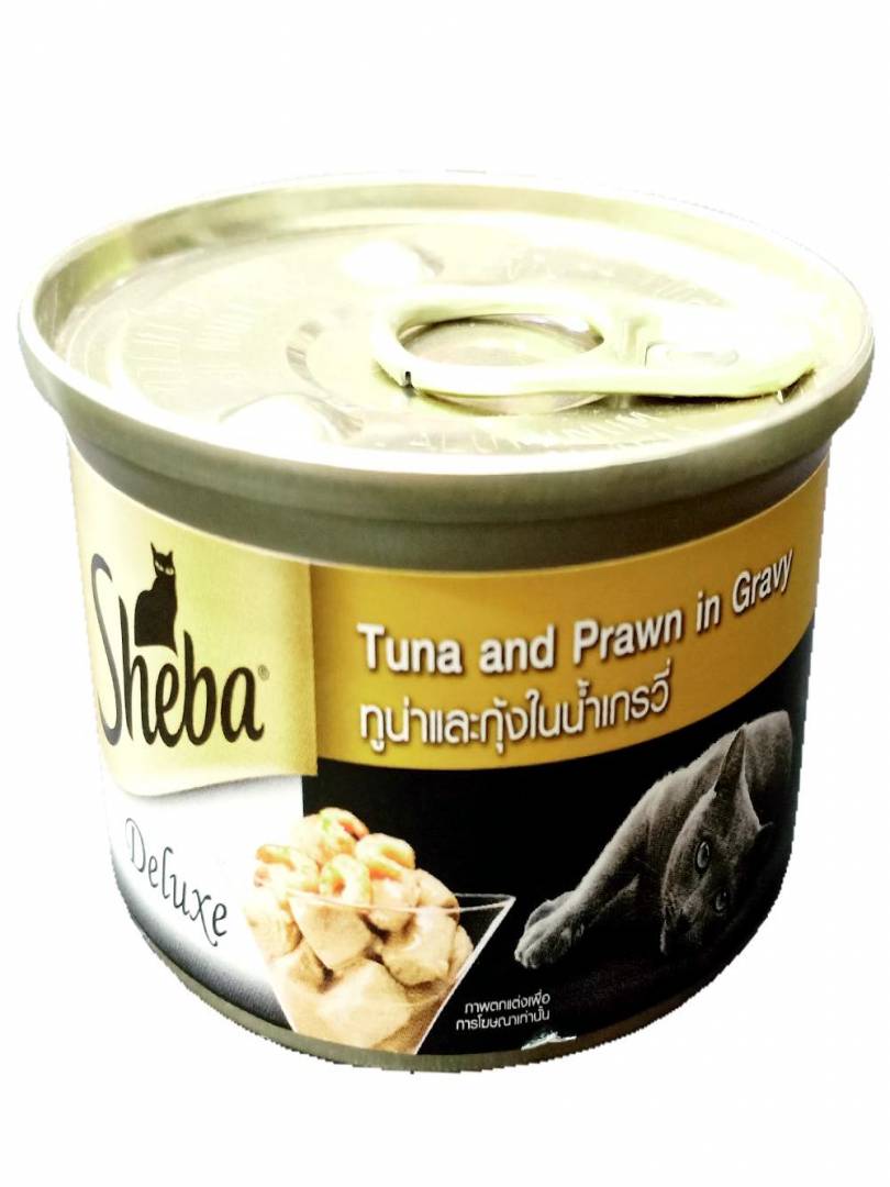 SHEBA DELUXE TUNA & PRAWN IN GRAVY CAN 85GM 12PCS. Catalogue Image 1